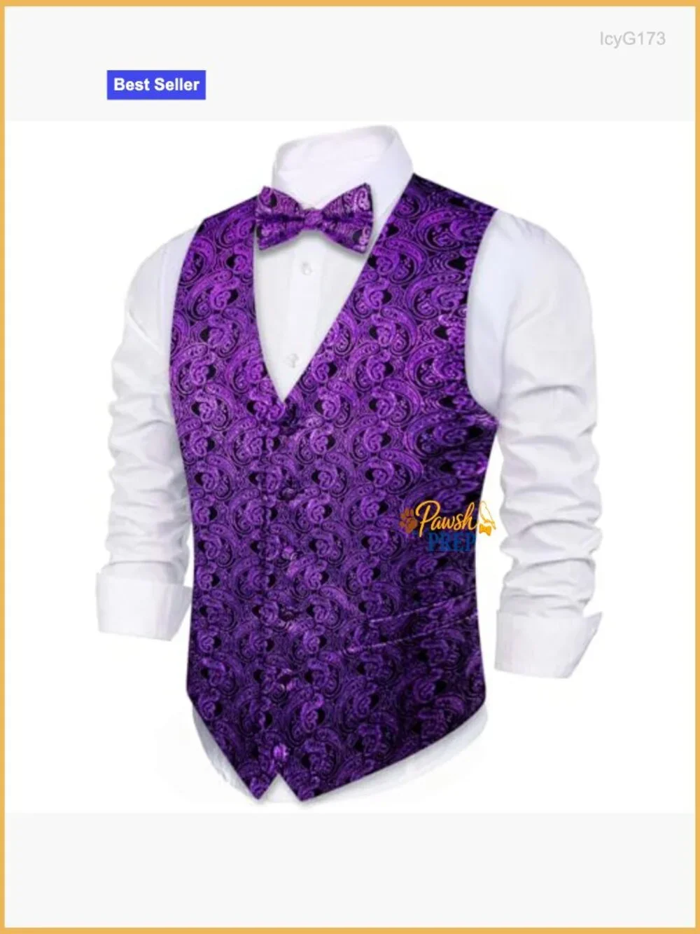 Men's Velvet Vest Set with Bowtie Cufflinks Formal Slim Fit Large